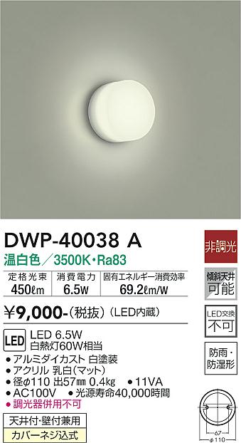 大光　アウトドアライト　DWP-40038A