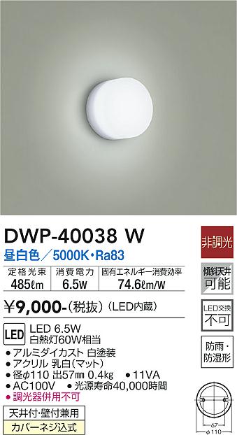 大光　アウトドアライト　DWP-40038W