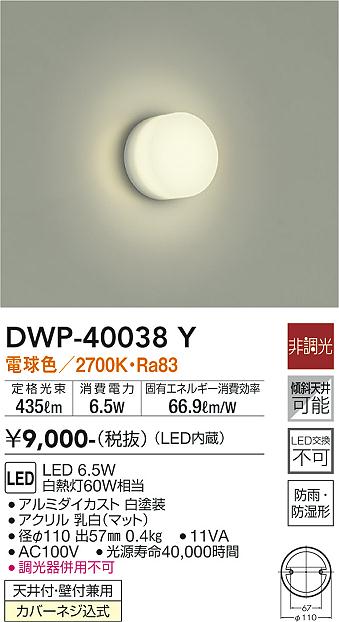 大光　アウトドアライト　DWP-40038Y