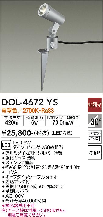 大光　アウトドアスポットライト　DOL-4672YS