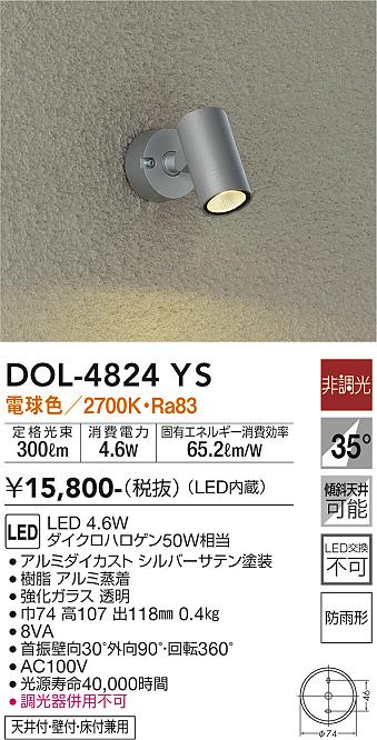大光　アウトドアスポットライト　DOL-4824YS