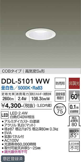 大光　ダウンライト　DDL-5101WW