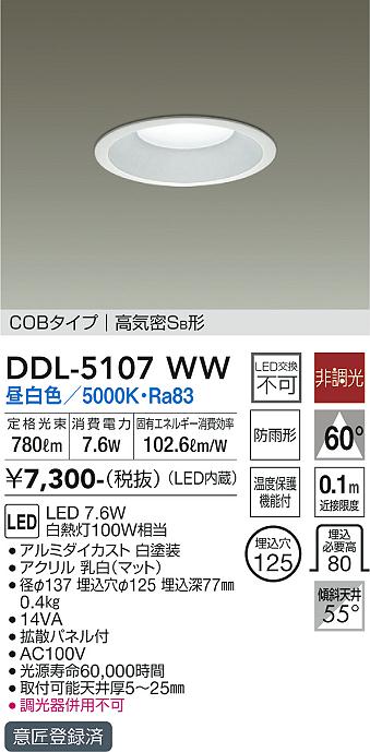 大光　ダウンライト　DDL-5107WW