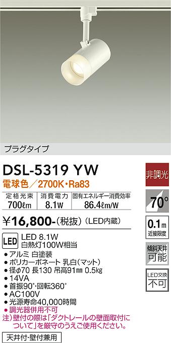 大光　スポットライト　DSL-5319YW