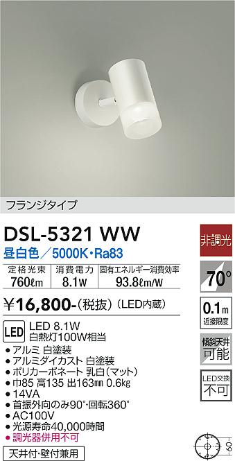 大光　スポットライト　DSL-5321WW