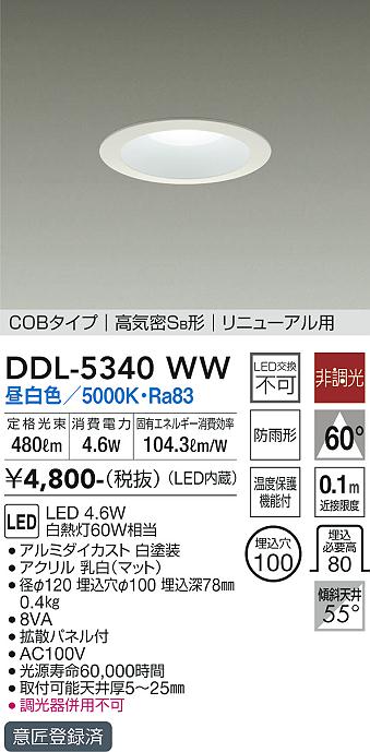 大光　ダウンライト　DDL-5340WW