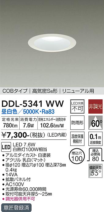 大光　ダウンライト　DDL-5341WW