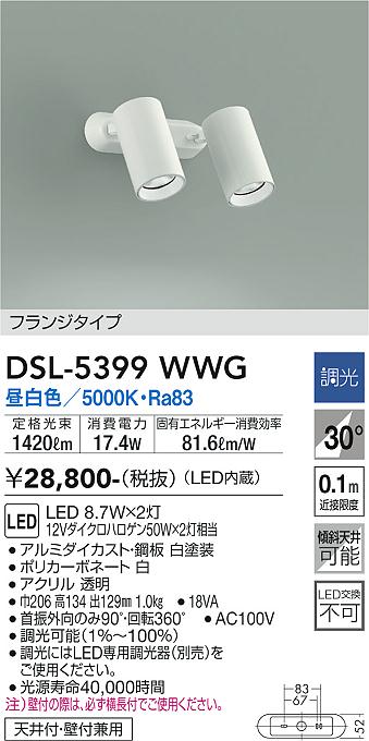大光　スポットライト　DSL-5399WWG