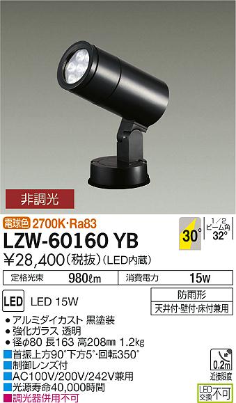 大光　アウトドアライト　LZW-60160YB