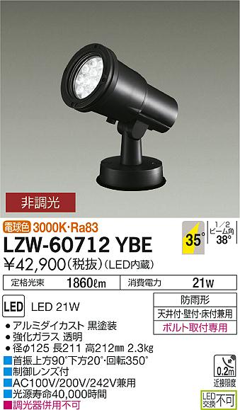 大光　アウトドアライト　LZW-60712YBE