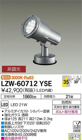 大光　アウトドアライト　LZW-60712YSE