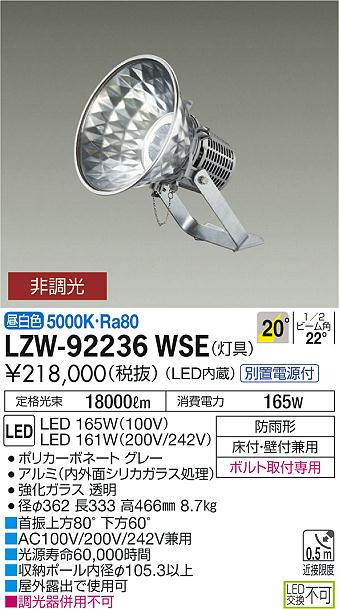 大光　アウトドアライト　LZW-92236WSE