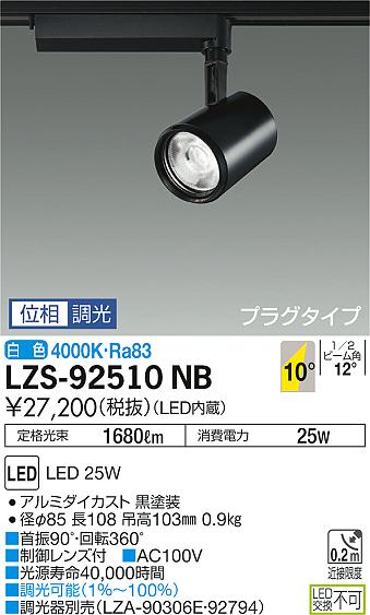 大光　スポットライト　LZS-92510NB
