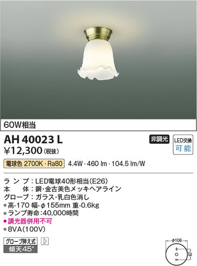 コイズミ照明　小型シーリングライト　AH40023L