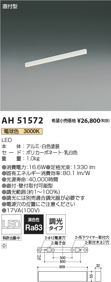 コイズミ照明　ベースライト　AH51572