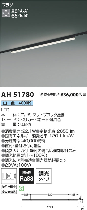コイズミ照明　ベースライト　AH51780