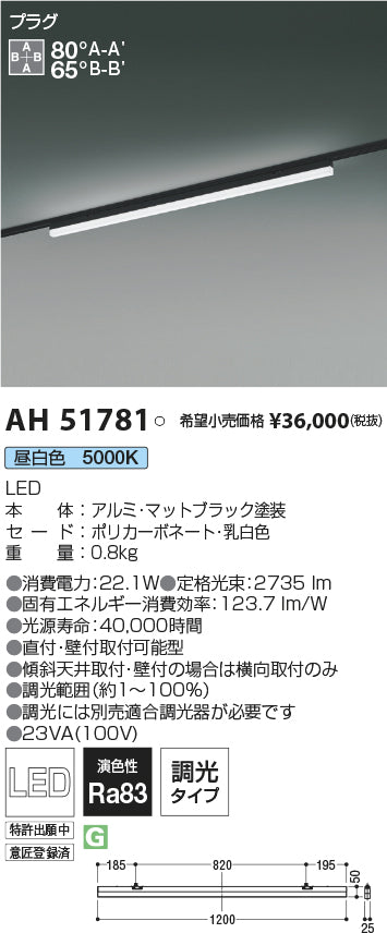 コイズミ照明　ベースライト　AH51781