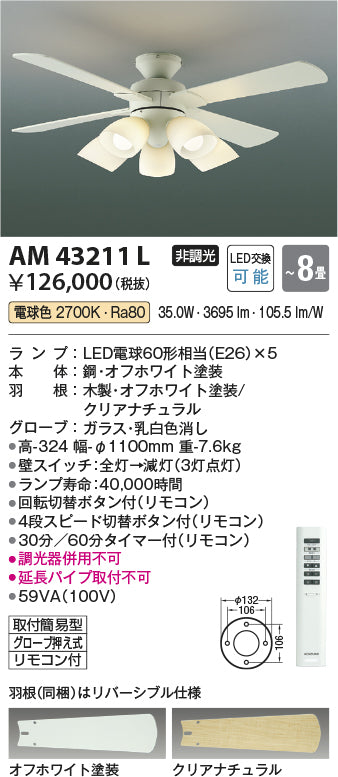 コイズミ照明　インテリアファン　AM43211L