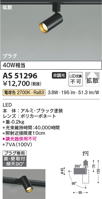 コイズミ照明　スポットライト　AS51296