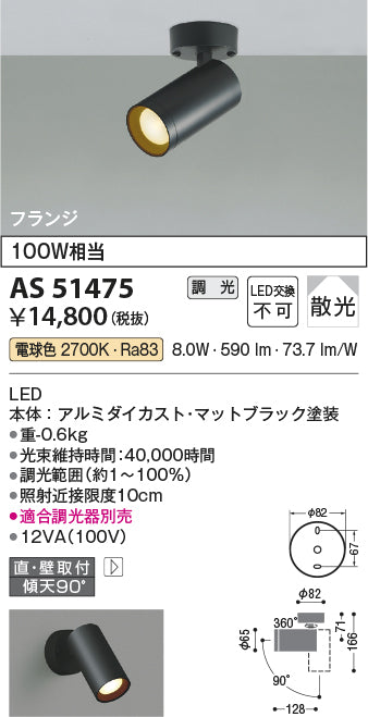 コイズミ照明　スポットライト　AS51475