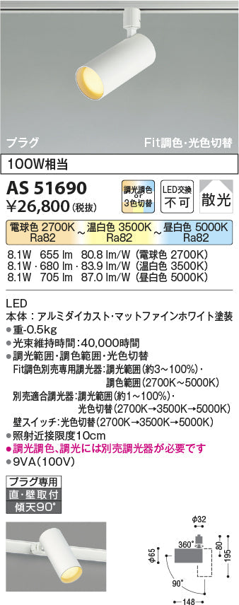 コイズミ照明　スポットライト　AS51690