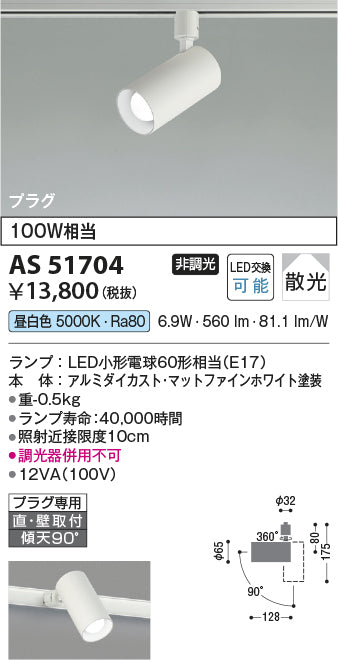 コイズミ照明　スポットライト　AS51704