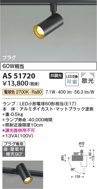 コイズミ照明　スポットライト　AS51720