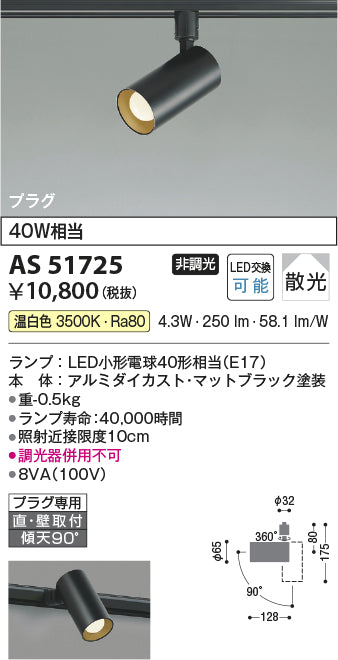 コイズミ照明　スポットライト　AS51725