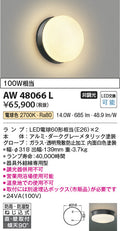 コイズミ照明　防雨防湿型ブラケット　AW48066L
