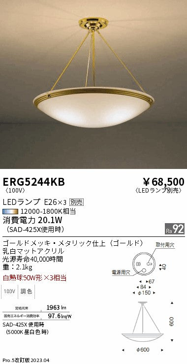 遠藤照明　シーリングライト　ERG5244KB