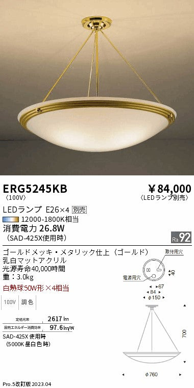 遠藤照明　シーリングライト　ERG5245KB