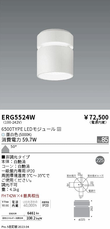 遠藤照明　シーリングダウンライト　ERG5524W