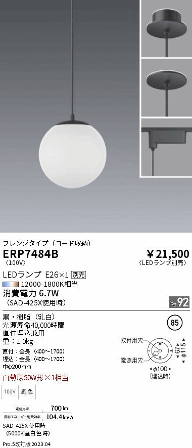 遠藤照明　ペンダント　ERP7484B