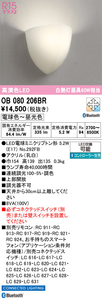 オーデリック　ブラケットライト　OB080206BR