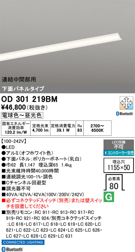 オーデリック　ベースライト　OD301219BM
