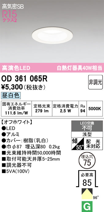 オーデリック　ダウンライト　OD361065R