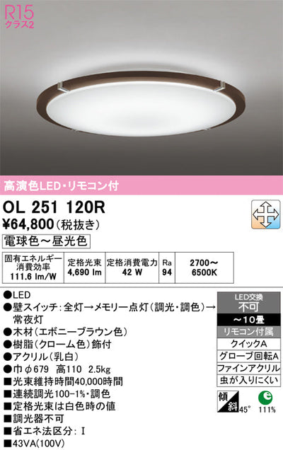 オーデリック　シーリングライト　OL251120R