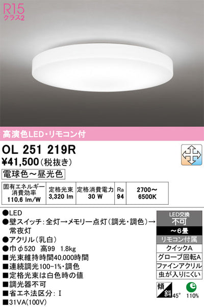 オーデリック　シーリングライト　OL251219R