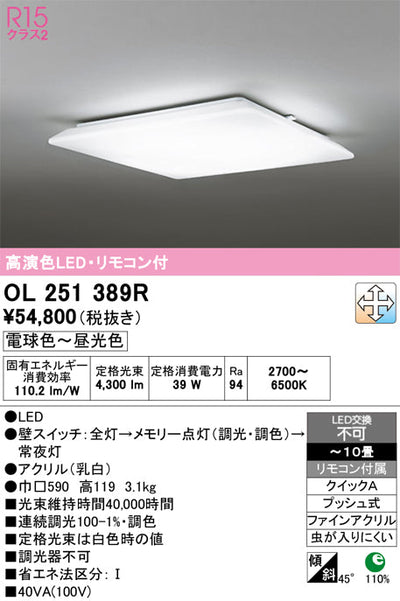 オーデリック　シーリングライト　OL251389R