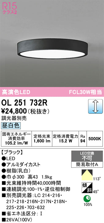 オーデリック　シーリングライト　OL251732R