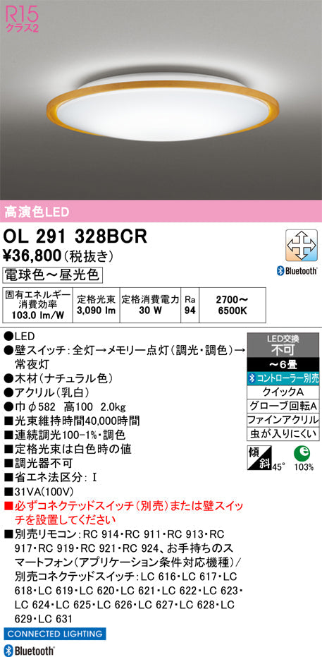 オーデリック　シーリングライト　OL291328BCR