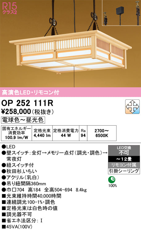 オーデリック　ペンダントライト　OP252111R