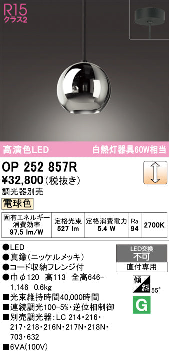 オーデリック　ペンダントライト　OP252857R